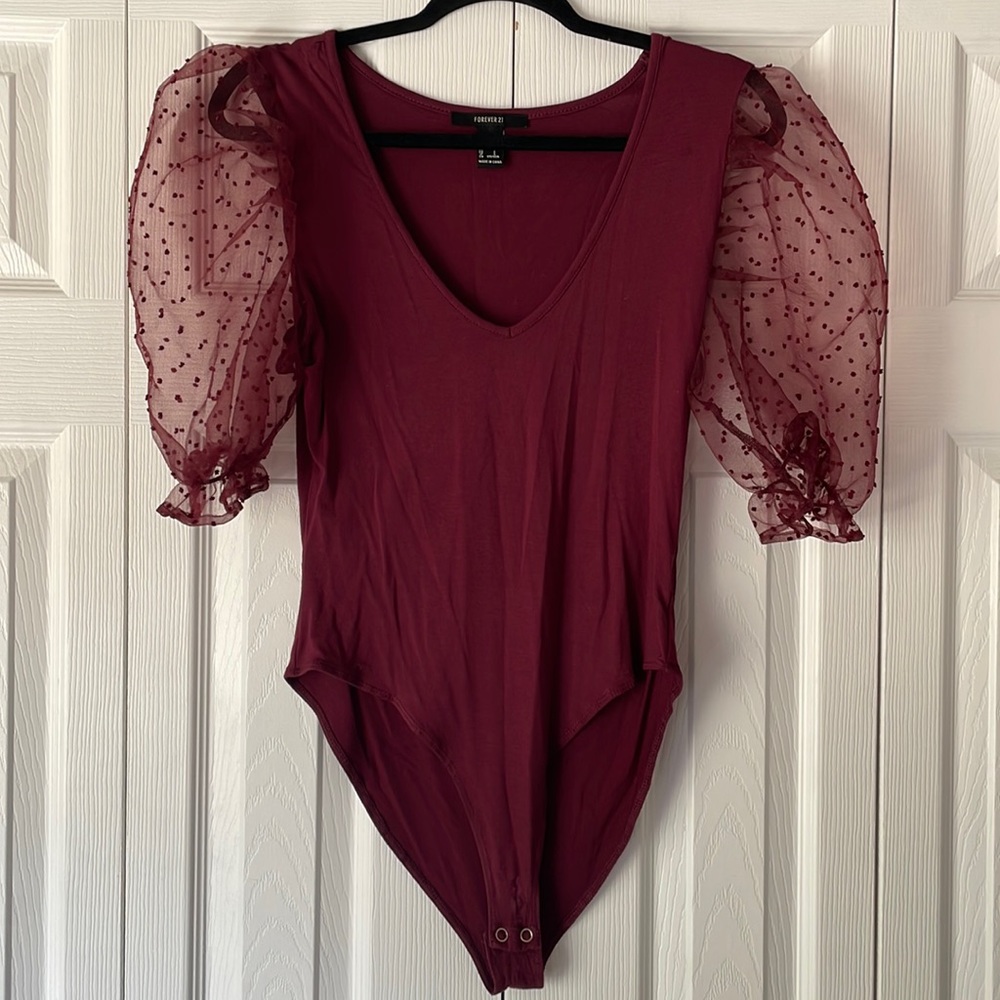 Forever 21 Red Bodysuit w/ Puffy Sleeve